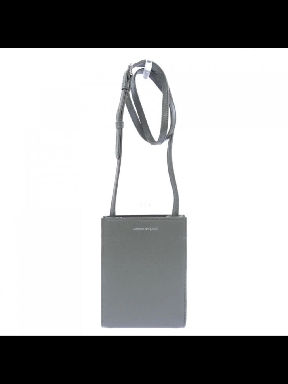 Alexander McQueen Gray Leather Crossbody Card Case